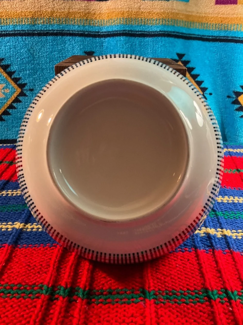 Large Japanese pedestal bowl- Blue and White Mesmerizing Geometric Pattern